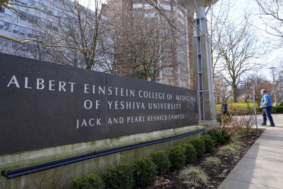 The campus of the Albert Einstein College of Medicine is seen, Tuesday, Feb. 27, 2024, in the Bronx borough of New York. The medical school will be tuition-free for all students from now on thanks to a $1 billion donation from former professor Ruth Gottesman, the widow of a Wall Street investor. (AP Photo/Mary Altaffer)