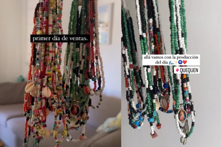 El hijo de la cantante decidió vender collares y pulseras en la playa