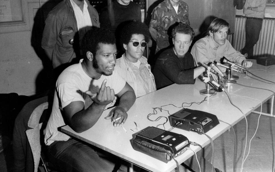 Chairman Fred Hampton during a press conference with the Young Lords, a Puerto Rican civil and human rights group, in 1969 - Chicago Tribune