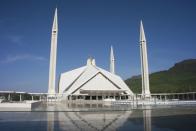 <b>ISLAMABAD, PAKISTAN:</b> The Faisal Masjid in Islamabad is the largest mosque in Pakistan. It is named after the late Saudi King Faisal bin Abdul-Aziz, who financed its construction.