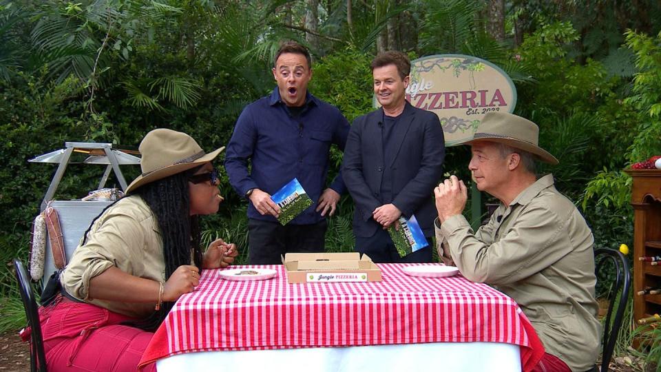 nella rose and nigel farage take part in jungle pizzeria bushtucker trial day 2