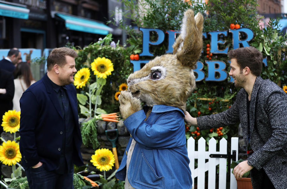 James Corden attends UK premiere of Peter Rabbit in central London, Britain, March 11, 2018. REUTERS/Simon Dawson