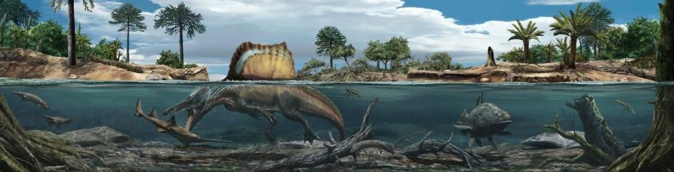 Illustration of what the Spinosaurus looked like when it was alive millions of years ago.