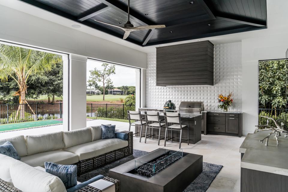 A textured backsplash creates an interesting focal point.