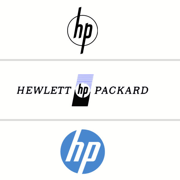 Bei HP ist der Unterschied dagegen gar nicht so groß. Die Typografie ist über die Jahre nahezu unverändert geblieben, lediglich der Kreis im Hintergrund wurde dem Trend der Zeit angepasst.