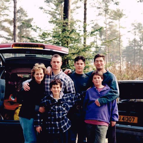 <p>Henry Cavill Instagram</p> Henry Cavill with his mom and brothers.