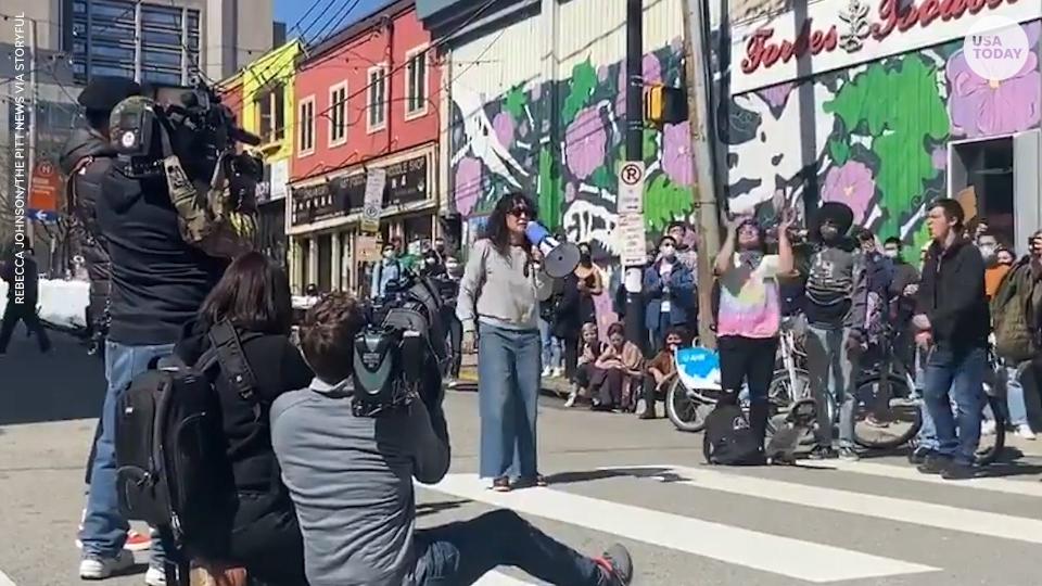 "Killing Eve" star Sandra Oh said she's "proud to be Asian" while addressing a crowd at a "Stop Asian Hate" protest in Oakland, Pittsburgh.