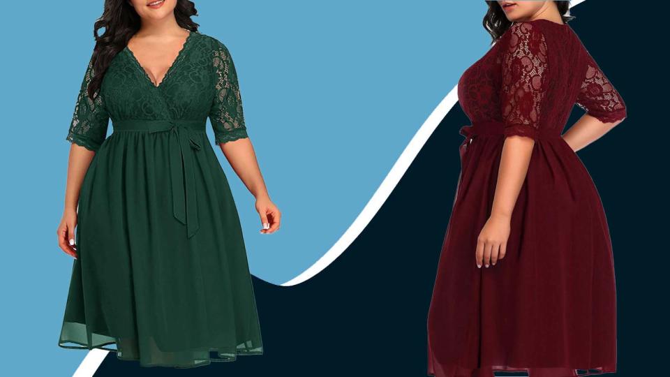 Go all-in on this fan-favorite plus-size dress from Amazon that many deem "the perfect winter wedding guest dress."