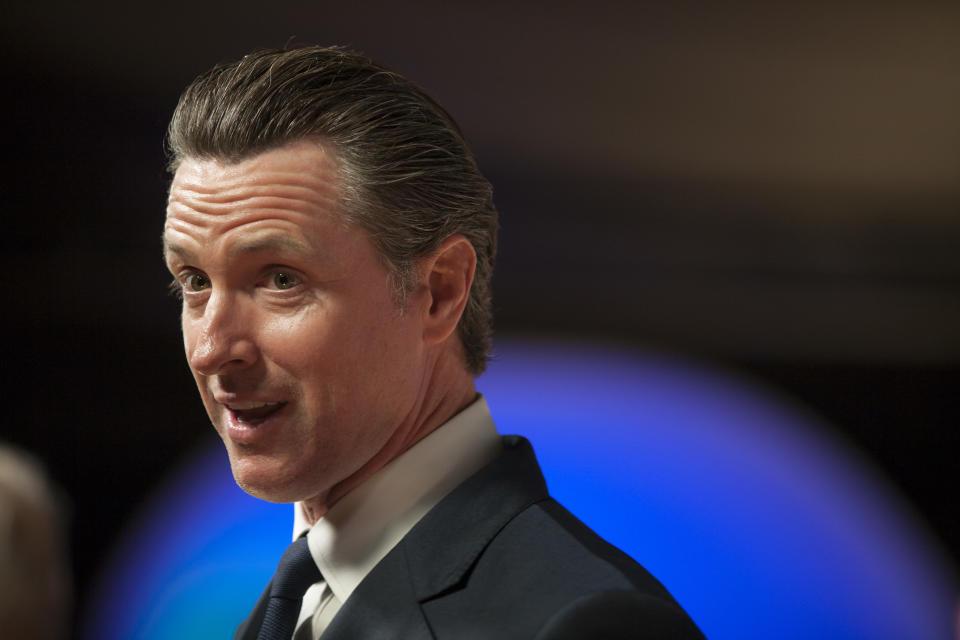 Gavin Newsom called for significant reform to horse racing in California. (Getty) 