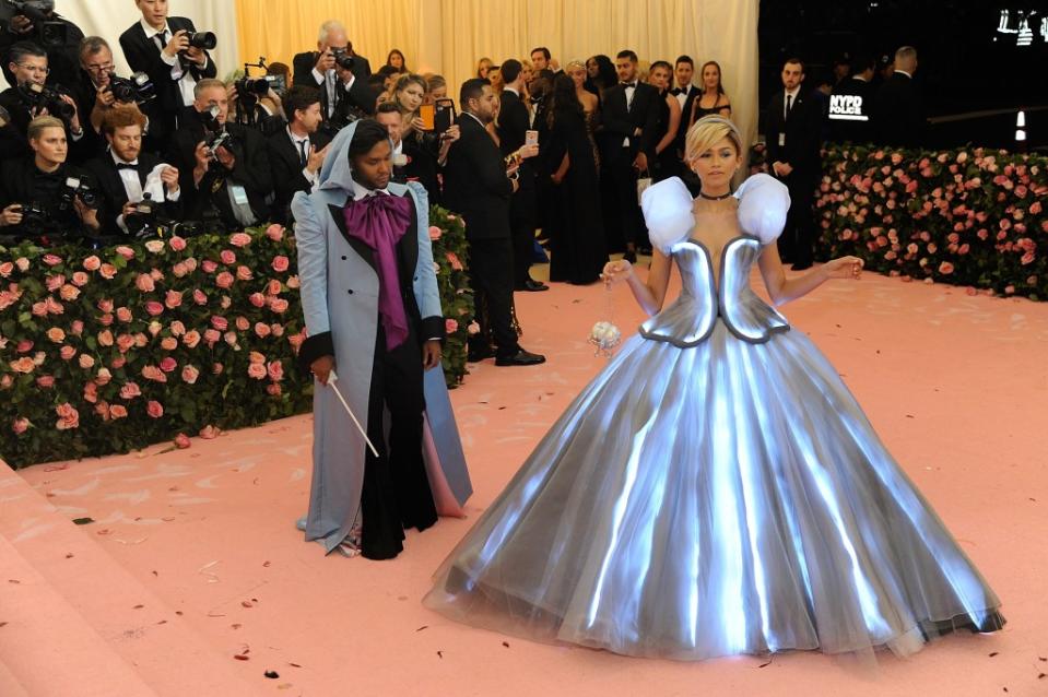 Zendaya — who is a co-host of this year’s Met Ball — attended the 2019 ball as Cinderella while her stylist Law Roach accompanied her as the fairy godmother. WireImage