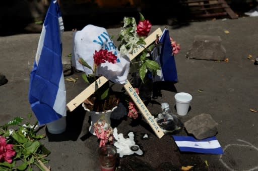 A memorial in honor of Heriberto Rodriguez, one of the more than 50 people killed in Nicaragua since the protests erupted in mid-April