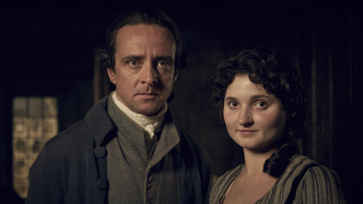 Captain Andrew Blamey (Richard Harrington) and Verity Poldark (Ruby Bentall) in 'Poldark'. (Credit: BBC)