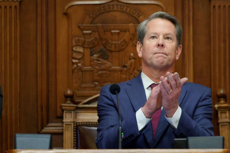 PHOTO: Georgia Gov. Brian Kemp delivers the State of the State address at the state Capitol on Wednesday, Jan. 25, 2023, in Atlanta. (Alex Slitz/AP, FILE)