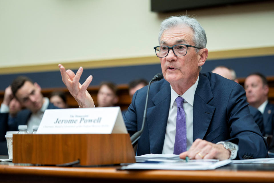 Federal Reserve Chair Jerome Powell speaks during a House Financial Services Committee hearing on the 