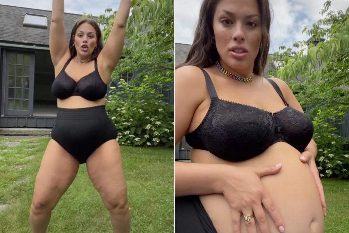 Ashley Graham shows off her baby bump in size-inclusive swimwear campaign