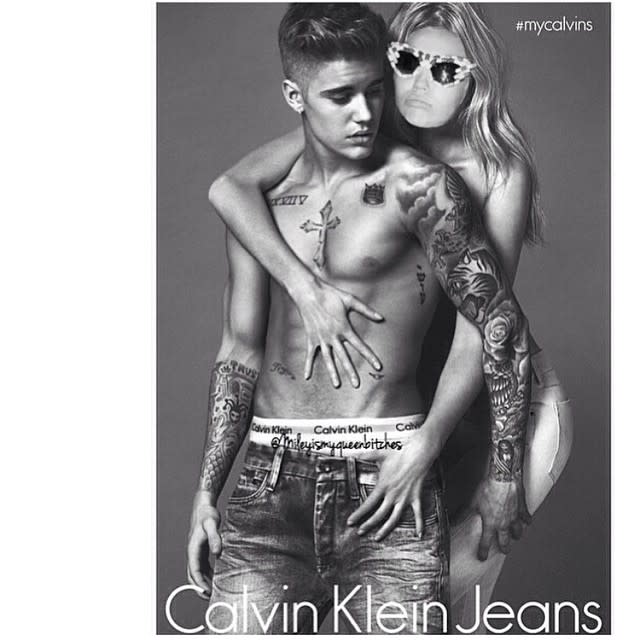 Miley Cyrus Mocks Justin Bieber's Calvin Klein Ads!