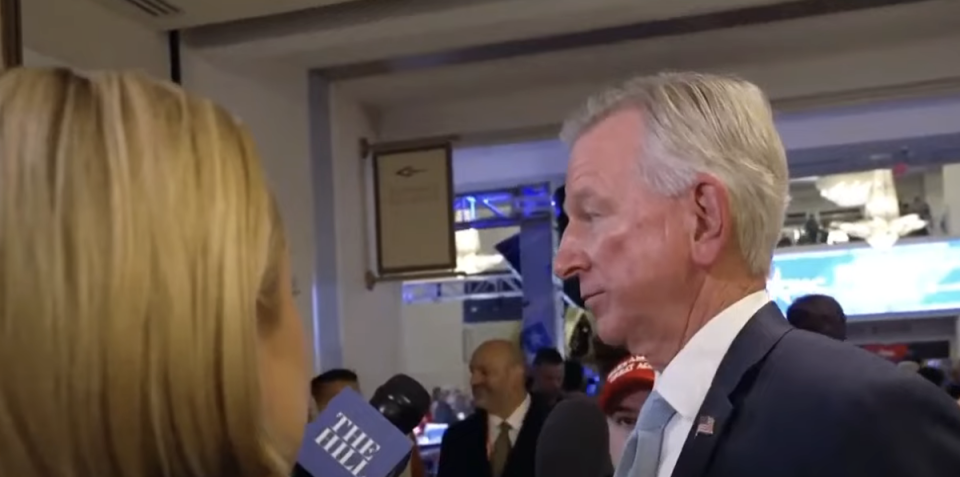 Interviewer asking senator Tommy Tuberville questions