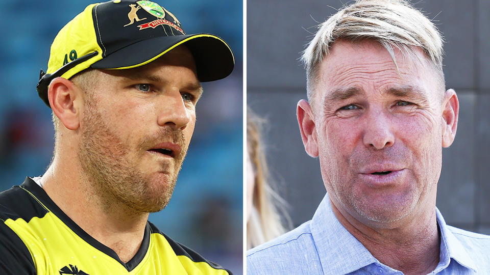 Aaron Finch has hit back at Shane Warne after he suggested Australia should drop Steve Smith.