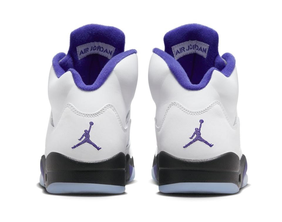 The heel’s view of the Air Jordan 5 “Dark Concord.” - Credit: Courtesy of Nike