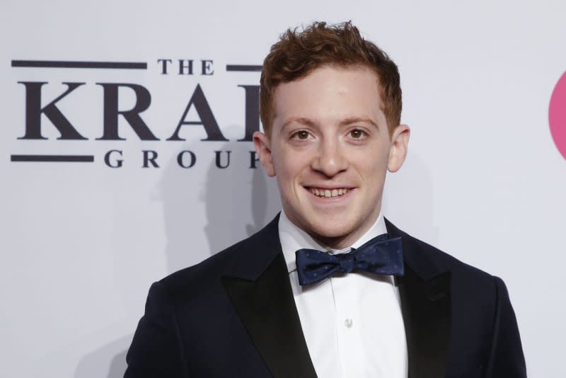 Ethan Slater arrives on the red carpet at the Elton John AIDS Foundation's An Enduring Vision Benefit in New York in 2018. File Photo by John Angelillo/UPI