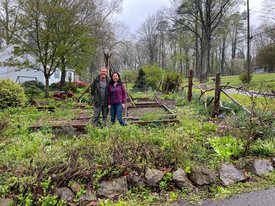 “Our vegetable garden has taken over our front yard,” laughed Ian Watson, pictured here with his wife, Terumi. “We grow vegetables and fruit and have no more lawn. Our neighbors always stop by and chat. We have made so many friends.” Fountain City, April 12, 2022.