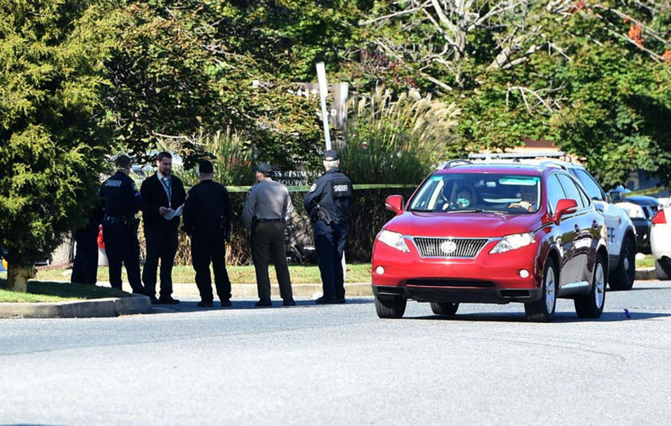 <p>Police and EMS respond to a shooting at a business park in the Edgewood area of Harford County Wednesday, Oct. 18, 2017 in Edgewood, Md. (Photo: Matt Button/Baltimore Sun/TNS via Getty Images) </p>