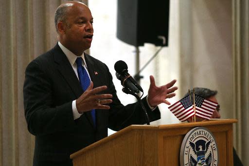 El secretario de Seguridad Interna, Jeh Johnson, durante una ceremonia en la Sala Federal el 22 de mayo de 2014 en Nueva York, Estados Unidos (GETTY IMAGES NORTH AMERICA/AFP | Spencer Platt)
