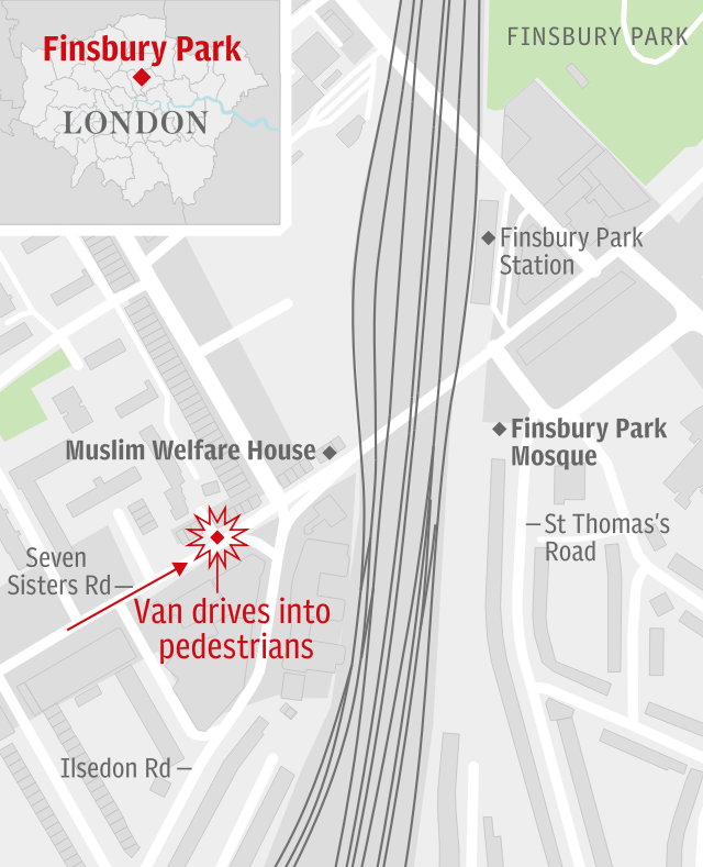 Map Finsbury Park attack