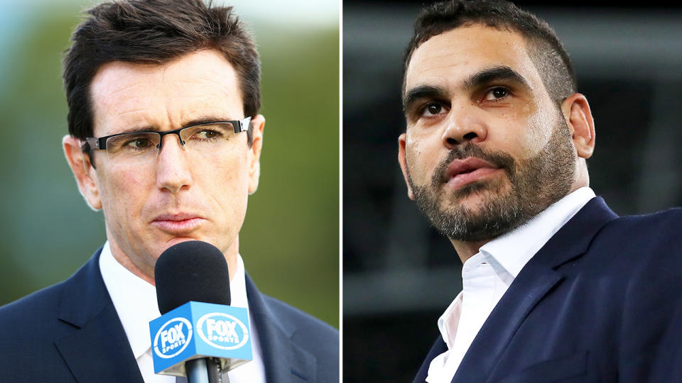 Greg Inglis and Ben Ikin, pictured here during NRL games.