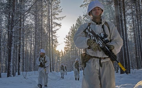 Royal Marine Commando training exercises in Bardufoss, Norway. 17 February 2019 - Credit: Jack Hill/The Times