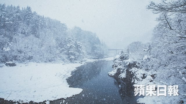 相逢橋：在停車場下車，走過相逢橋就是夢幻小鎮白川鄉，這照片是吊橋上的景色，不少遊人在這裏拍照。