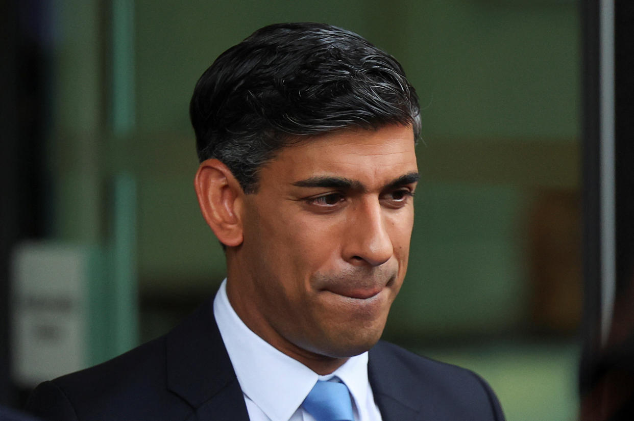 British Prime Minister Rishi Sunak leaves a television studio, during the Conservative Party's annual conference, in Manchester, Britain, October 1, 2023. REUTERS/Toby Melville