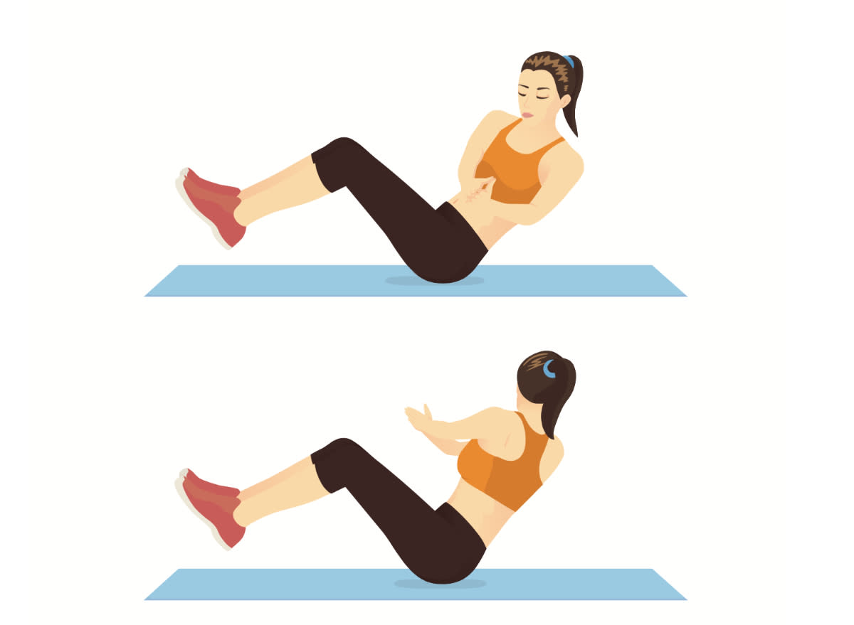 illustration of how to do the russian twist core-strengthening exercise