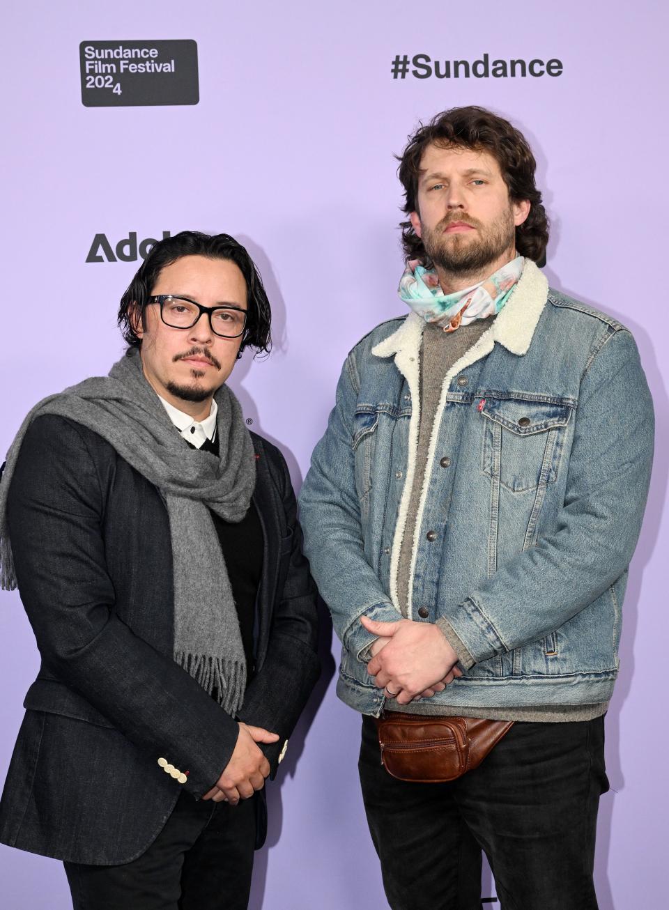 Efren Ramirez (Pedro) and Jon Heder (Napoleon Dynamite) pose for photos during the press line as members of the movie “Napoleon Dynamite” gather at Sundance in Park City for a special showing at The Ray Theatre on Wednesday, Jan. 24, 2024. | Scott G Winterton, Deseret News