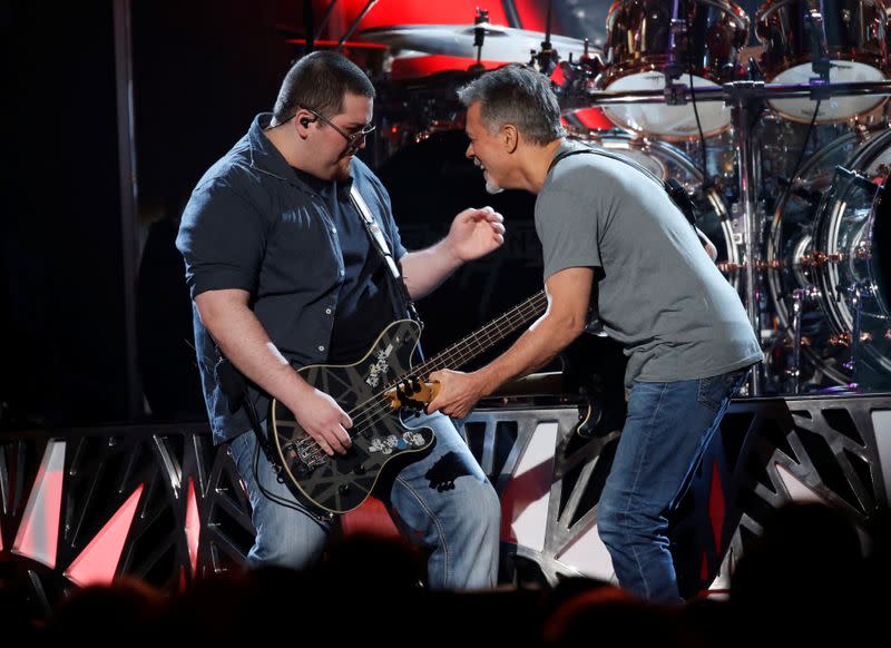 FILE PHOTO: Wolfgang Van Halen performs "Panama" with his father Eddie at the 2015 Billboard Music Awards in Las Vegas