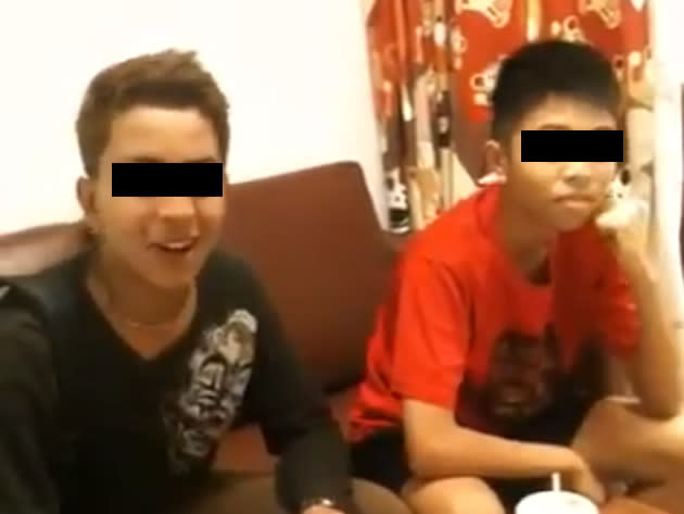 The two boys were recorded refusing to leave the nursing room for a lady who needed to nurse her infant. (YouTube screengrab)