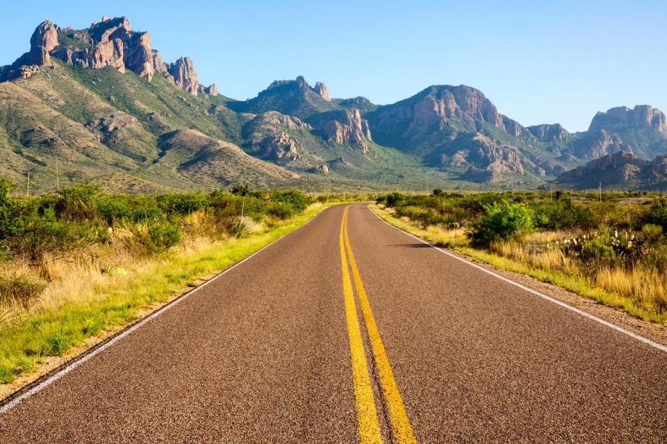 Road to Chisos Mountains in Big Bend National Park