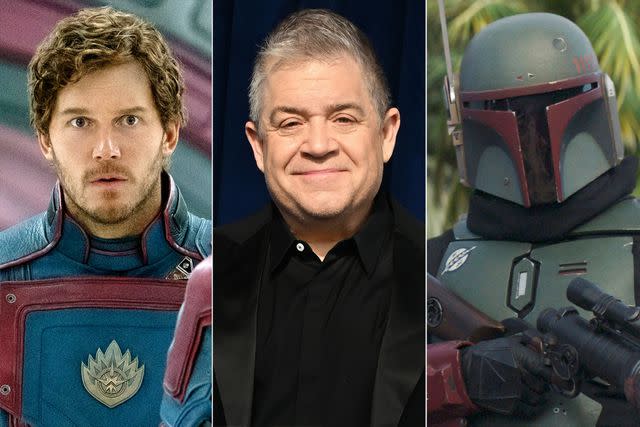 <p>Slaven Vlasic/Getty; Everett (2)</p> Chris Pratt as Star-Lord, Patton Oswalt, and Boba Fett