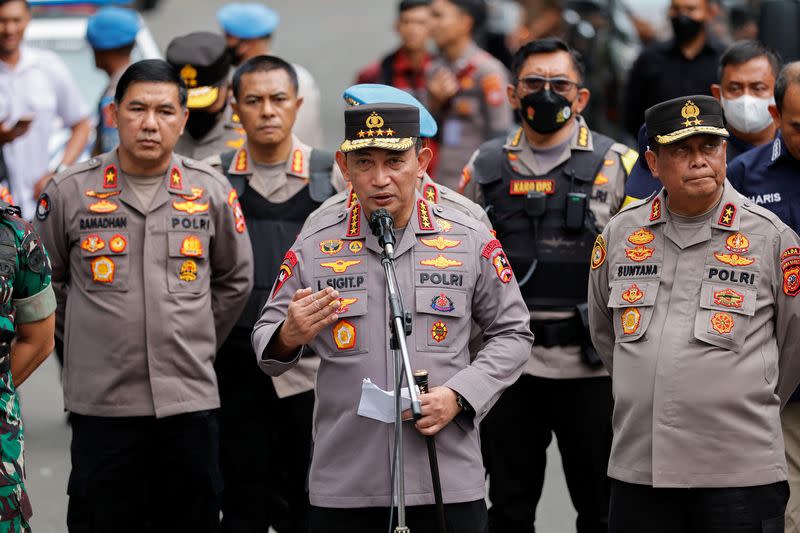 Aftermath of a blast at a district police station in Bandung