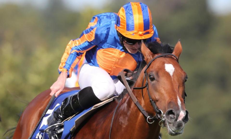 Mogul, ridden by Ryan Moore, wins the Champions Juvenile Stakes at Leopardstown last September.