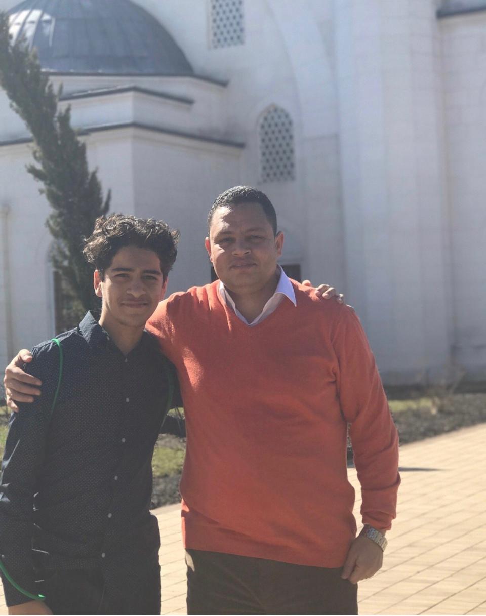 Yusef Haddabah (left) poses with his teacher Ahmed Abdelbasit on a school field trip. (Photo: Courtesy of Yusef Haddabah)