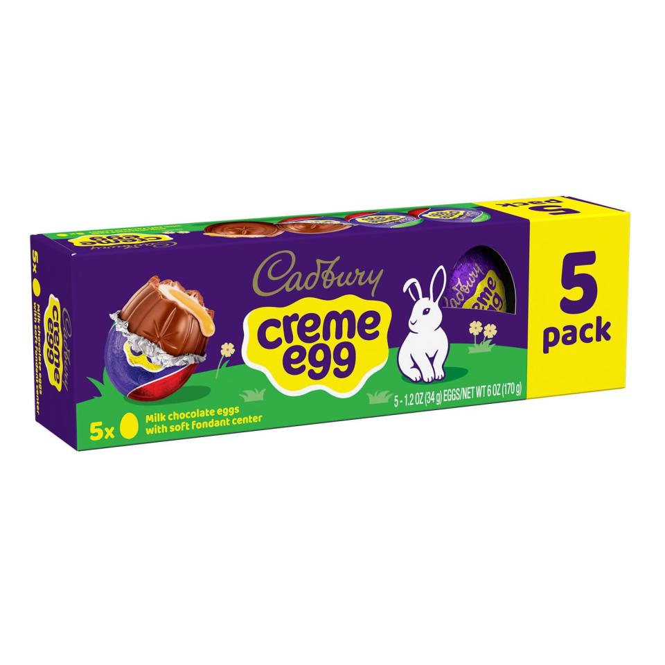 <p><strong>Cadbury</strong></p><p>walmart.com</p><p><strong>$4.48</strong></p><p><a href="https://go.redirectingat.com?id=74968X1596630&url=https%3A%2F%2Fwww.walmart.com%2Fip%2F20077360%3Fselected%3Dtrue&sref=https%3A%2F%2Fwww.countryliving.com%2Ffood-drinks%2Fg38867978%2Feaster-chocolate-eggs%2F" rel="nofollow noopener" target="_blank" data-ylk="slk:Shop Now;elm:context_link;itc:0;sec:content-canvas" class="link ">Shop Now</a></p><p>Of course, we couldn't make this list without including the classic milk chocolate Cadbury Creme Egg! It's an Easter icon for a reason. "True story," shares <em>Country Living</em> senior digital editor Terri Robertson. "I was once leaving a store around the time Cadbury eggs were making their annual debut. I saw a woman walk out, sit down on the sidewalk, and devour one right there. And the only thought in my mind was, <em>yeah, I get it.</em>"</p>