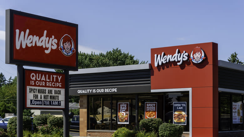 Wendy's restaurant and front sign