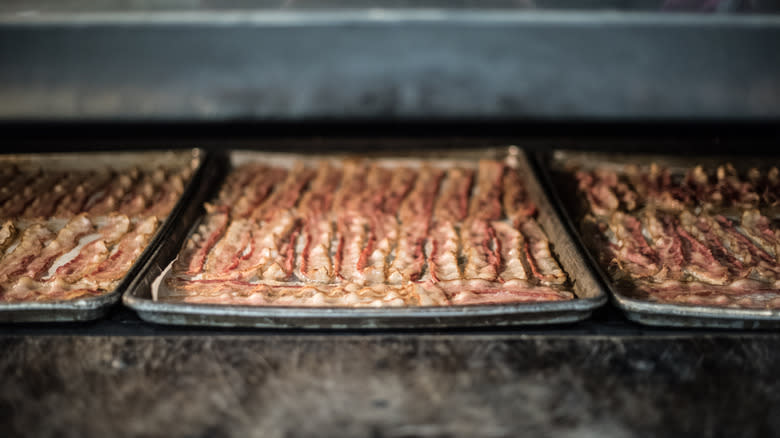 Bacon on oven trays