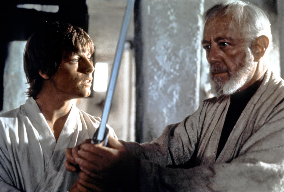 Mark Hamill and Alec Guinness in Star Wars: Episode IV — A New Hope