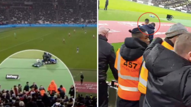 West Brom midfielder clashed with a West Ham fan during the game