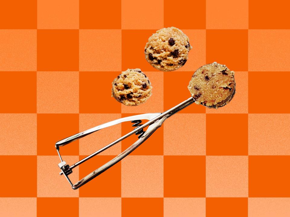 Cookie Dough on an orange checkered background
