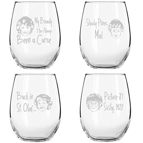 'Golden Girls' Stemless Wine Glass Set