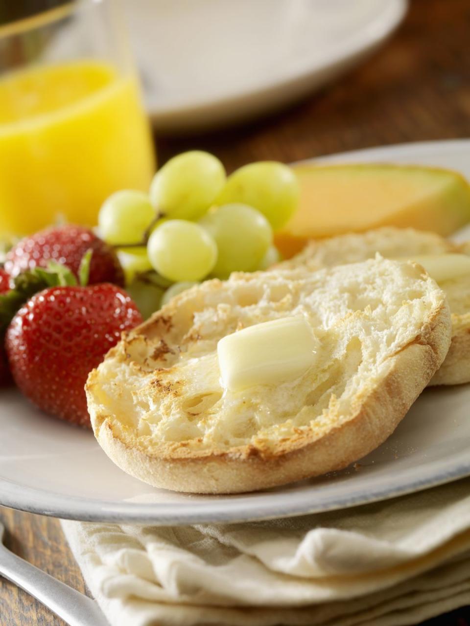 english muffins with melted butter photographed on hasselblad h3d2 39mb camera