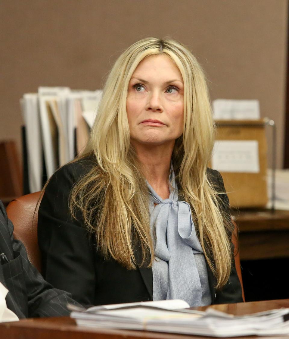 Defendant Amy Locane at her resentencing for a fatal 2010 auto accident inside Judge Kevin Shanahan's courtroom at the Somerset County Superior Courthouse in Somerville on Feb. 15, 2019.